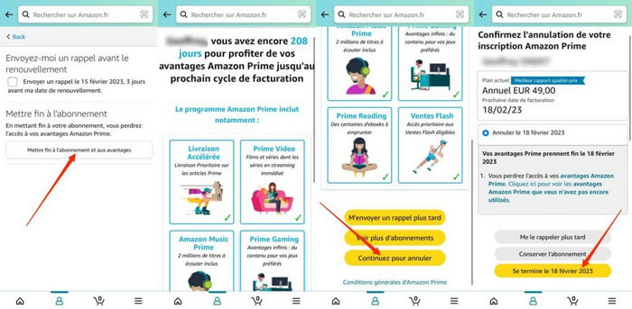 Mettre fin à l'abonnement et aux avantages sur un smartphone