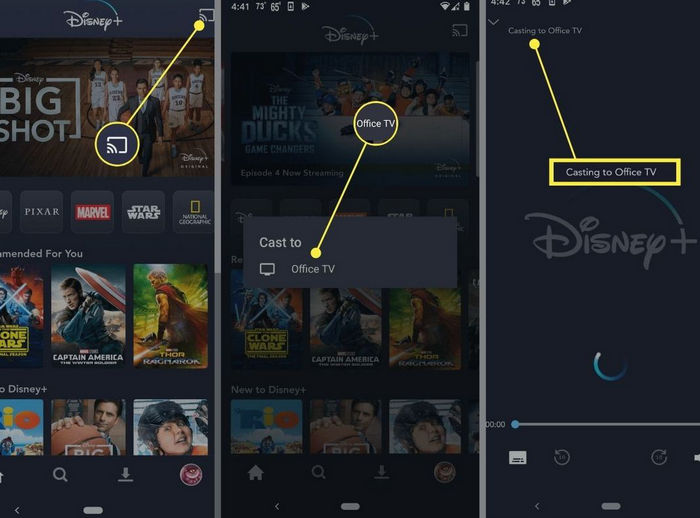 Disney+ sur des téléviseurs via Google Chromecast