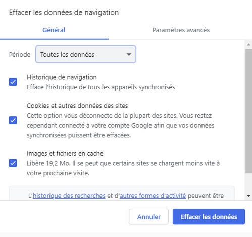 Videz le cache de Chrome