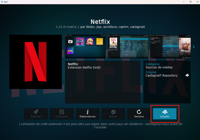Appuyez sur le bouton Installer