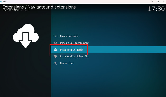 Choisissez Installer d'un dépôt