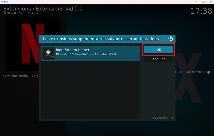 Cliquez sur OK pour commencer l'installation