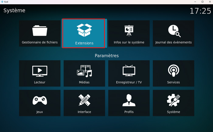 Sélectionnez Extensions